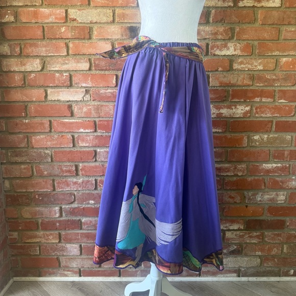 Purple Embroidered A-Line Skirt with Native American Motif - Picture 9 of 9